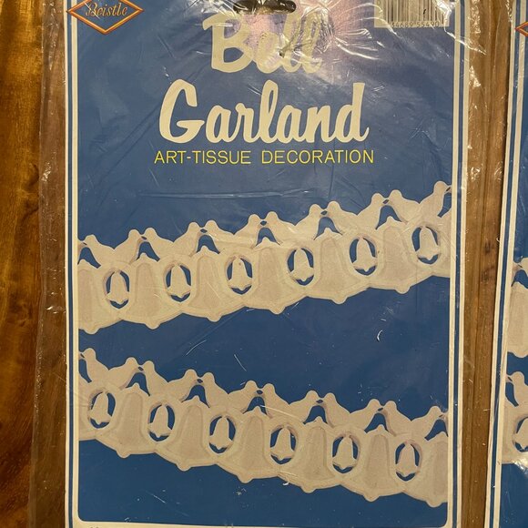 Vtg Beistle Christmas  Bell Dove Garland Art Tissue Decoration Lot 2 New - Picture 2 of 5